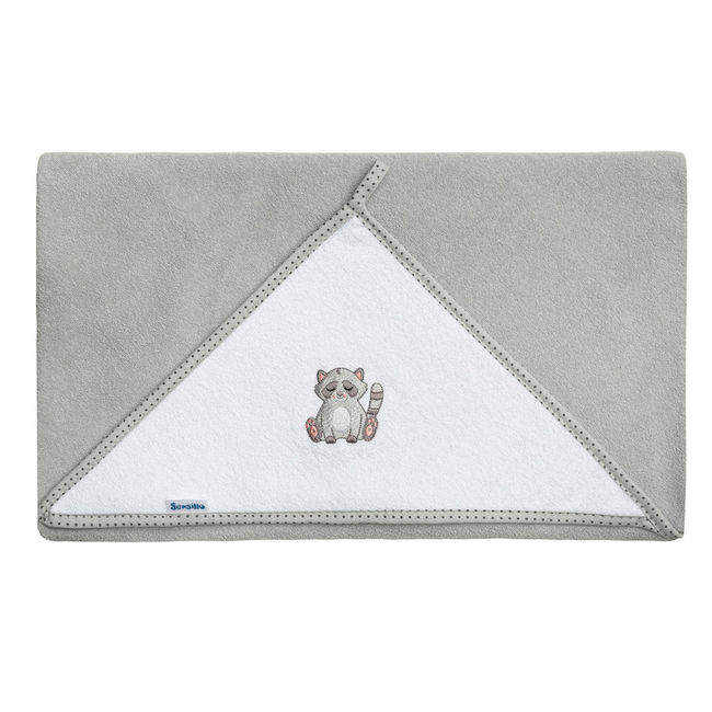 Sensillo Hooded Bath Towel 100x100 cm Grey Raccoon 41653