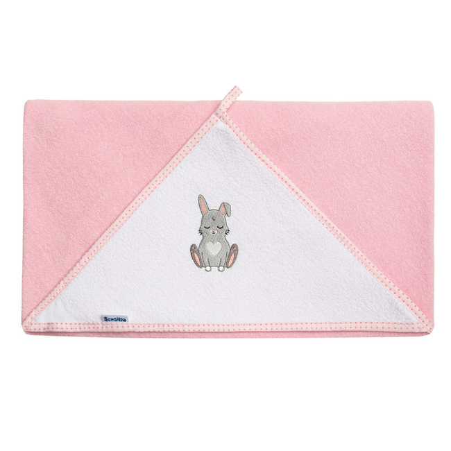 Sensillo Hooded Bath Towel 100x100 cm Pink Bunny 41654