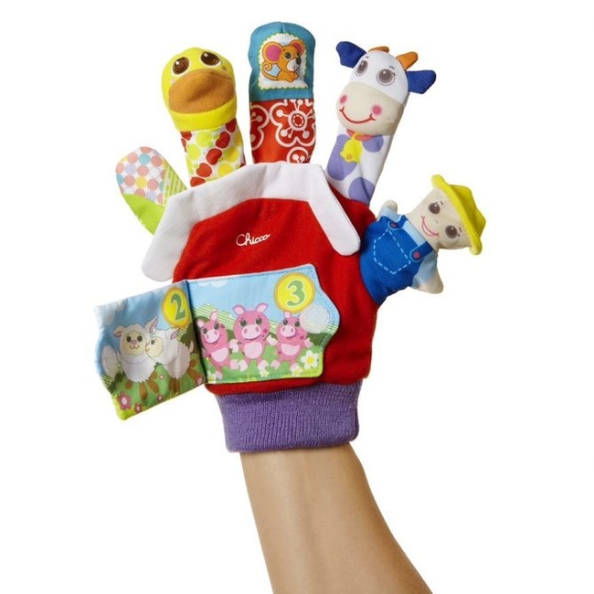 Chicco Farmyard Fabric Finger Puppet for 3+ Months