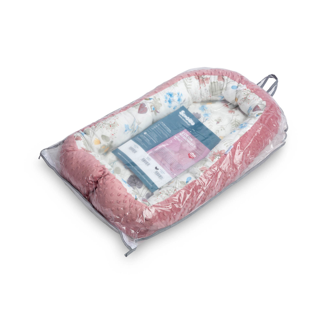 Sensillo Baby Nest Cocoon 70x30 cm Pink Leaves 22872