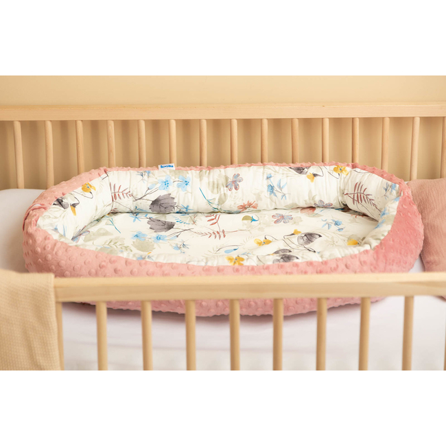 Sensillo Baby Nest Cocoon 70x30 cm Pink Leaves 22872