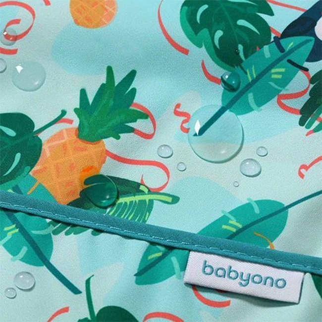 BabyOno 1477/02 Σαλιάρα Αδιάβροχη με μανίκι 36x74 6+μ JUNGLE