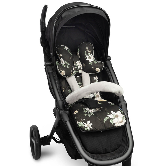 Sensillo Pushchair Liner Deluxe – Black Flowers SILLO-20692