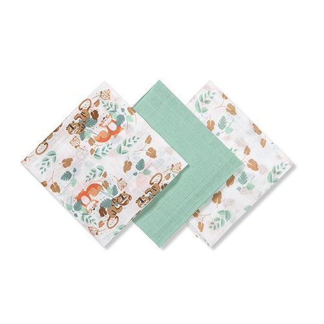 BabyOno 348/12 MUSLIN DIAPERS, 3PCS, GREEN ONO-66976