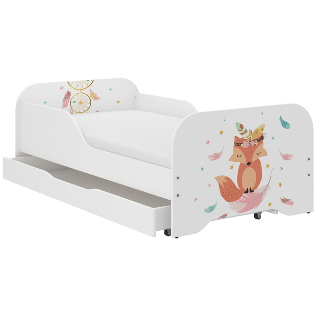 Toddler Children Kids Bed Including Mattress + Drawer 160x80cm - Fox