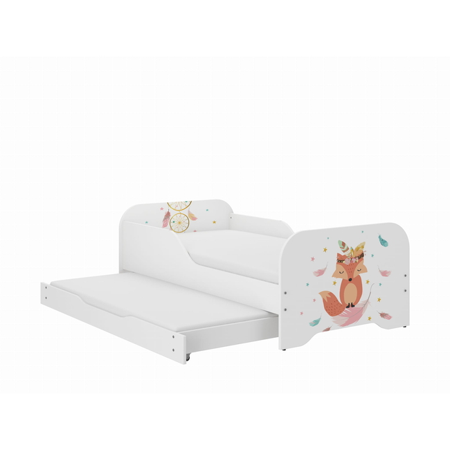 Miki 2 in 1 Children's Bed with Drawer & 2nd sleeping position 160 x 80 cm + Gift 2 Mattresses - Fox