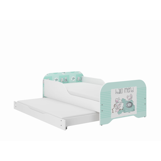 Παιδικό Κρεβάτι Miki 2 in 1 με Συρτάρι & 2η θέση ύπνου 160 x 80 cm + Δώρο 2 Στρώματα - Friends