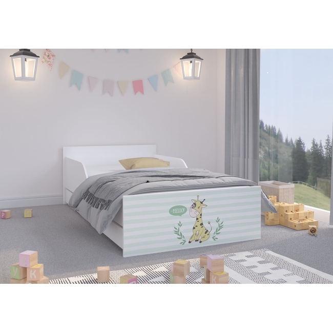 Pufi Children's Bed 90x180 cm with Drawer + Free Mattress - Giraffe