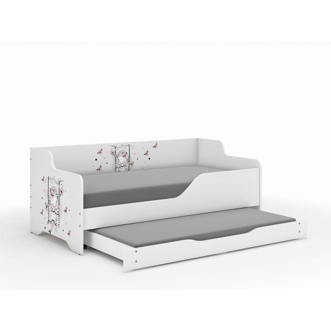 Lilu Children's Bed & Sofa 2 in 1 160 x 80 cm with Drawer + Free Mattress - Girl on a Swing
