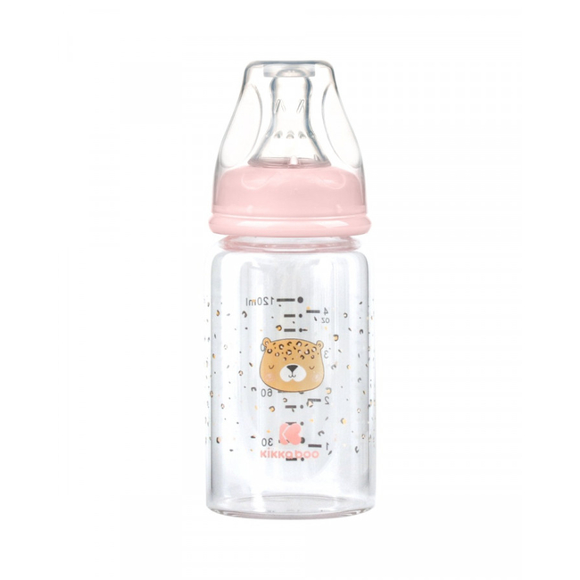 Kikka Boo Glass feeding bottle 120ml Savanna Pink (31302020115)