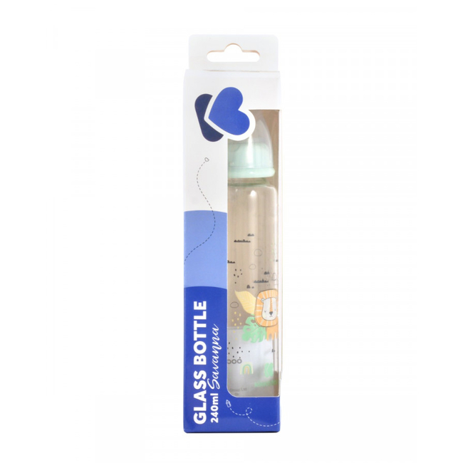 Kikka Boo Γυάλινο μπιμπερό 240ml Savanna Mint (31302020118)