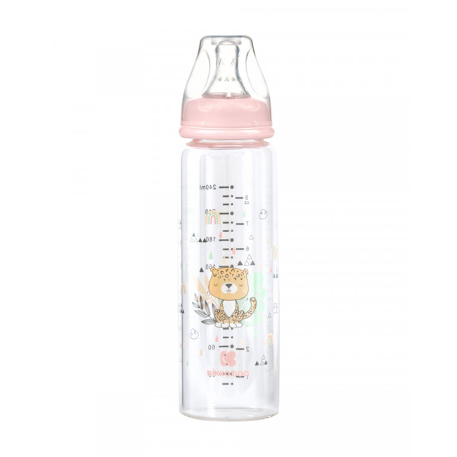 Kikka Boo Γυάλινο μπιμπερό 240ml Savanna Pink (31302020117)