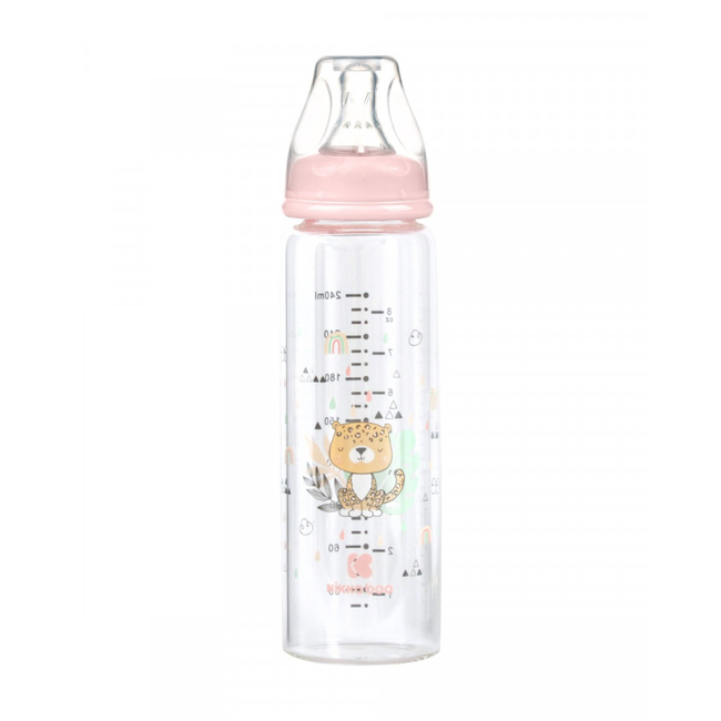 Kikka Boo Glass feeding bottle 240ml Savanna Pink (31302020117)