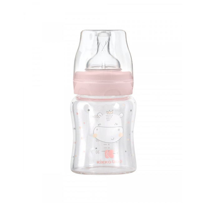 Kikka Boo Glass feeding bottle 120ml Hippo Dreams Pink (31302020119)