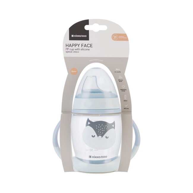 Kikka Boo PP cup with silicone spout 200ml Happy Face Blue 31302030072