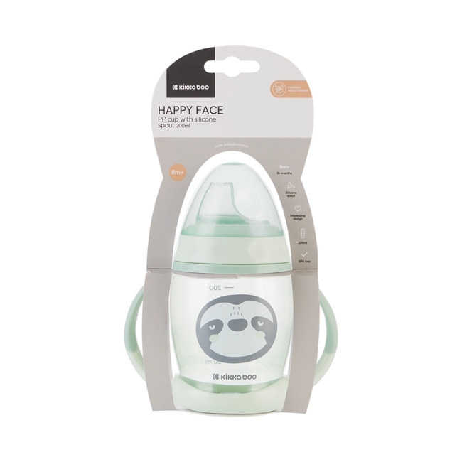 Kikka Boo Κύπελλο PP με στόμιο σιλικόνης 200ml Happy Face Mint 31302030071