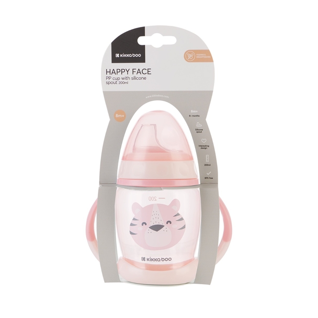 Kikka Boo PP cup with silicone spout 200ml Happy Face Pink 31302030070