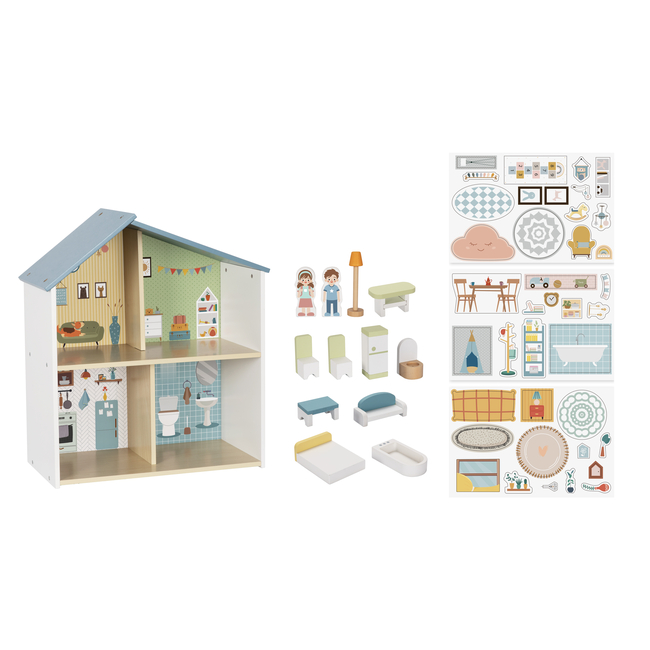 Hi Pando Wooden Dollhouse with Furniture & Figures