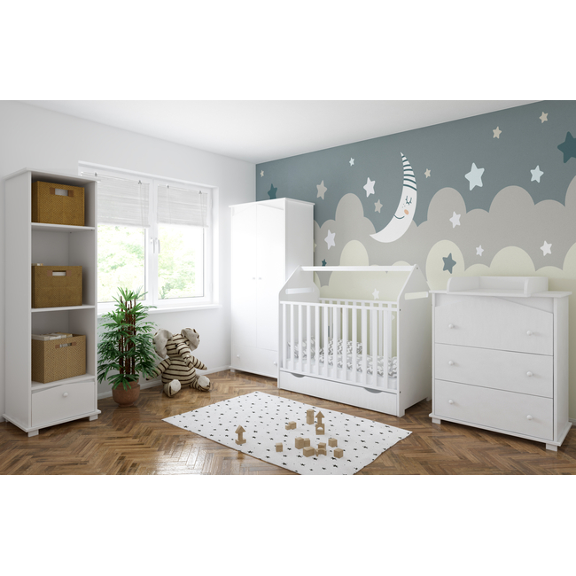 Baby Cradle House 2 in 1 for mattress 60x120 cm with Drawer White