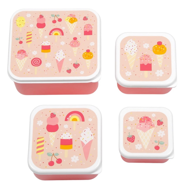A little lovely company Set 4 pcs Lunch & Snack Box Ice-cream SBSEIC61
