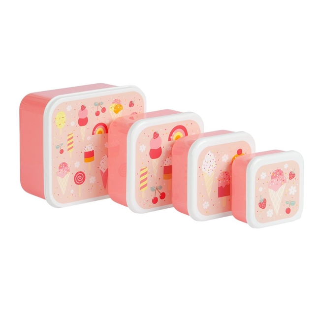 A little lovely company Set 4 pcs Lunch & Snack Box Ice-cream SBSEIC61