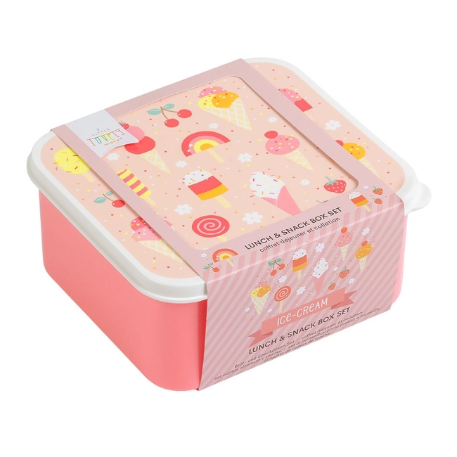 A little lovely company Set 4 pcs Lunch & Snack Box Ice-cream SBSEIC61