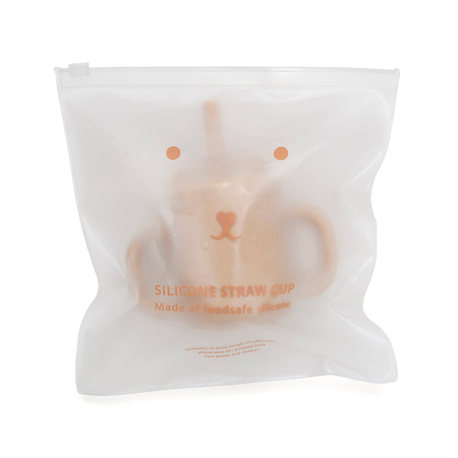 Petit Monkey Educational Silicone Cup with Straw Honey Peach PTM-SCLS3
