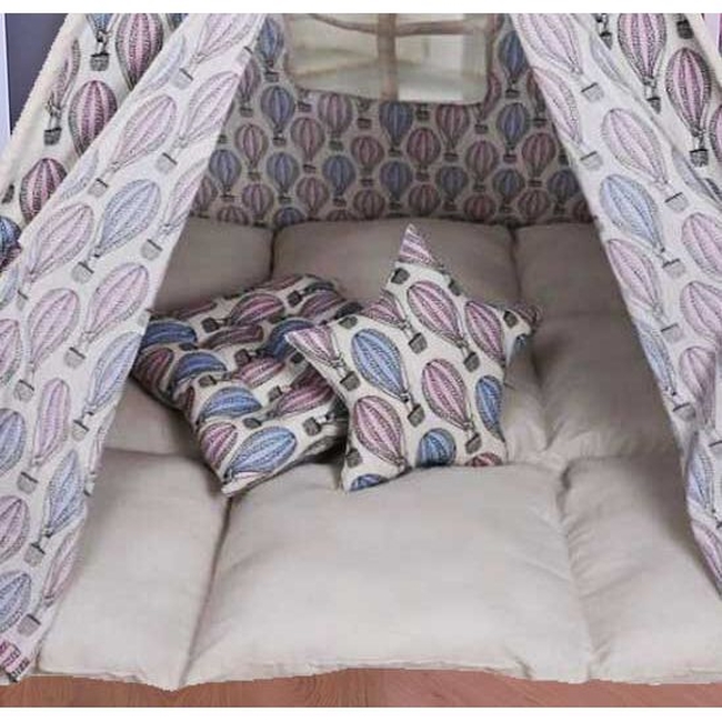 Babyliss: Large fabric tent with thick mattress and 2 pillows "Chase Your Dreams In A Balloon" 120 x 120 x 160cm