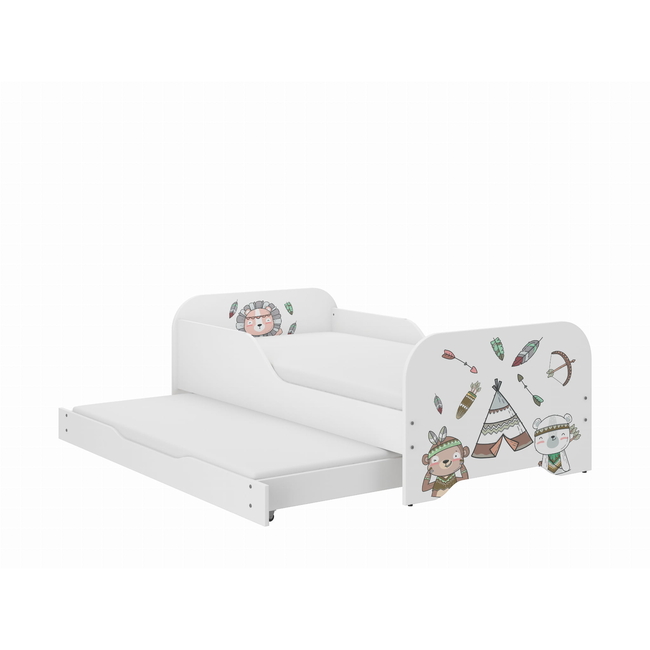 Παιδικό Κρεβάτι Miki 2 in 1 με Συρτάρι & 2η θέση ύπνου 160 x 80 cm + Δώρο 2 Στρώματα - Indian