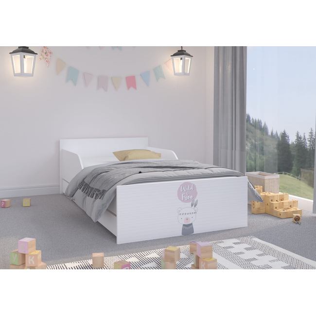 Pufi Children's Bed 90x180 cm with Drawer + Free Mattress - Indian Bear