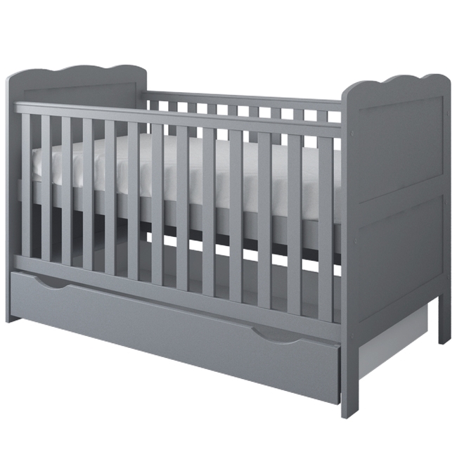 Baby Cradle Isabel 3 in 1 for mattress 70x140 cm with Drawer Grey