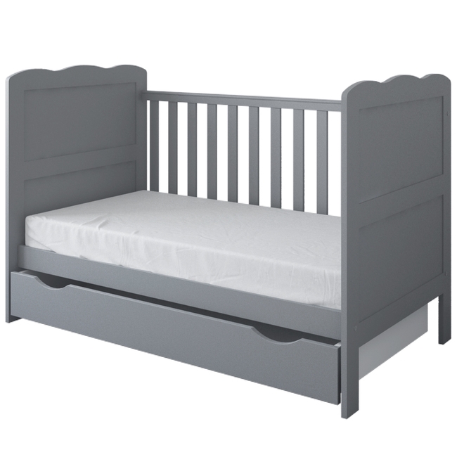 Baby Cradle Isabel 3 in 1 for mattress 70x140 cm with Drawer Grey