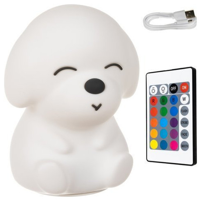 ISO Επιτραπέζιο LED Φωτιστικό Παιδικού Δωματίου με τηλεχειριστήριο USB Dog Λευκό 15143