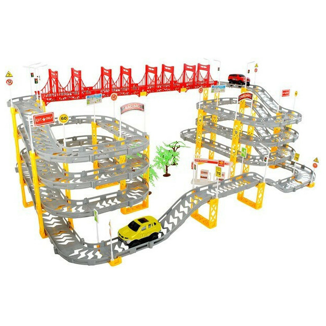 ISO Track Highway 8 Meters with 4 Floors & 2 Cars 83x50x33cm 00009434