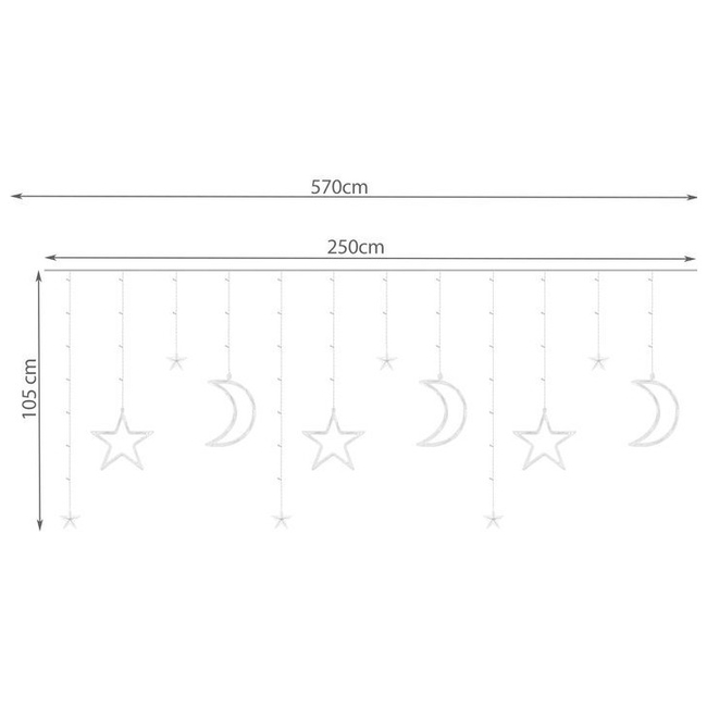 Iso Trade LED Διακοσμητικά Φωτάκια Αστέρια 138led Κουρτίνα 570cm για τα Χριστούγεννα 11328