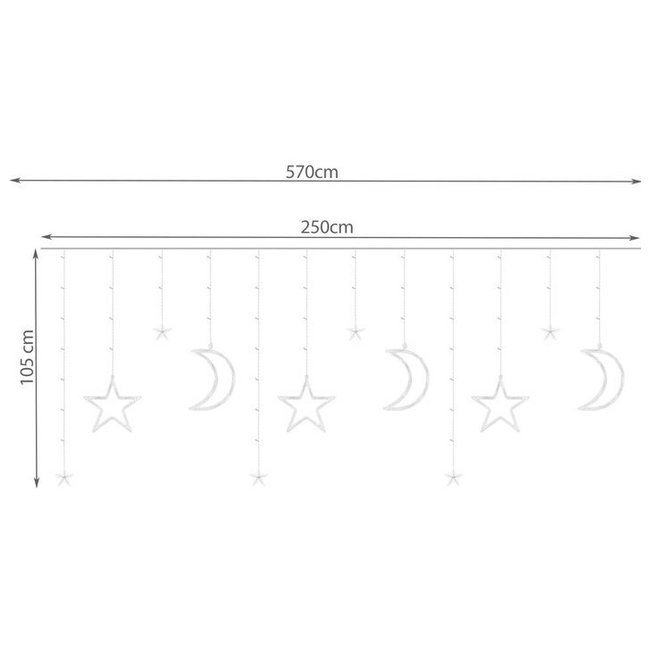 Iso Trade LED Decorative Lights Stars 138led Curtain 570cm for Christmas 11328
