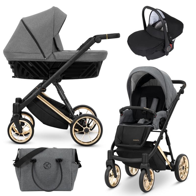 Kunert IVENTO 3 in 1 Complete Travel System Color GOLD Frame IVE-09 Deep Graphite