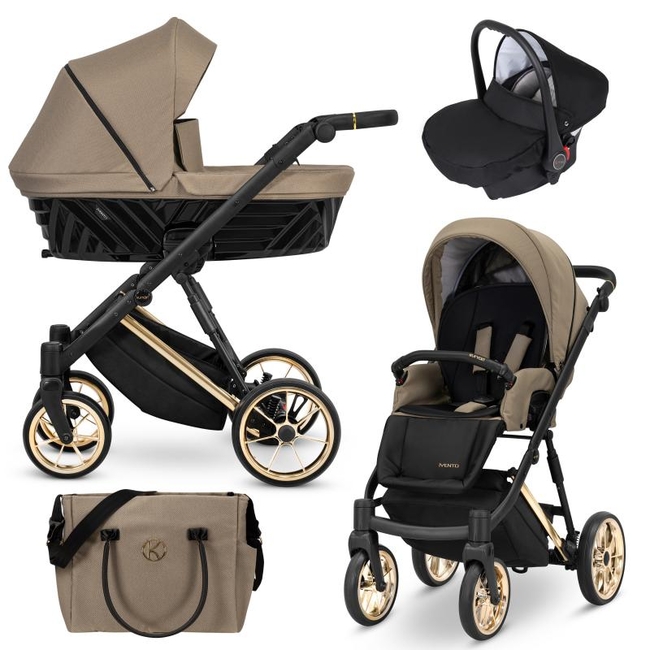 Kunert IVENTO 3 in 1 Complete Travel System Color GOLD Frame IVE-10 Caramel Macchiato