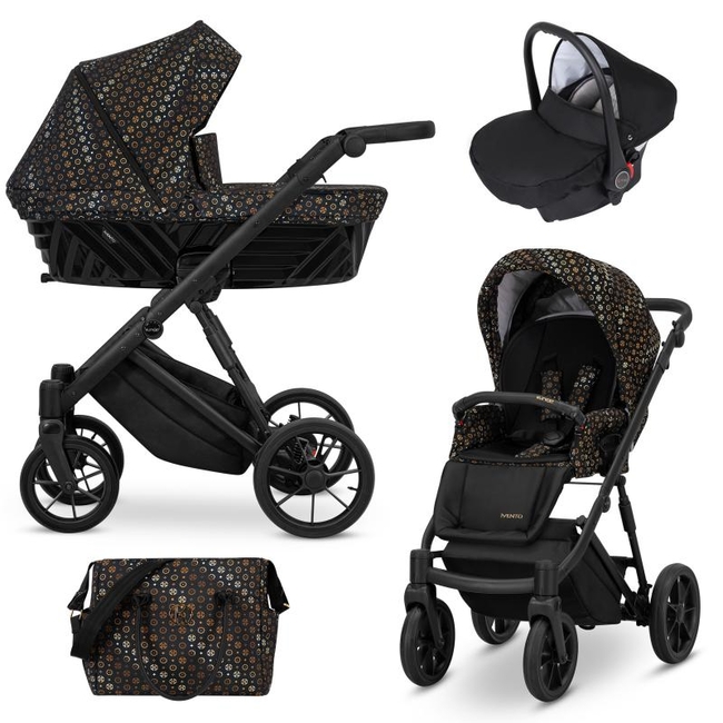 Kunert IVENTO 3 in 1 Complete Travel System Color BLACK Frame IVE-02 Black Style