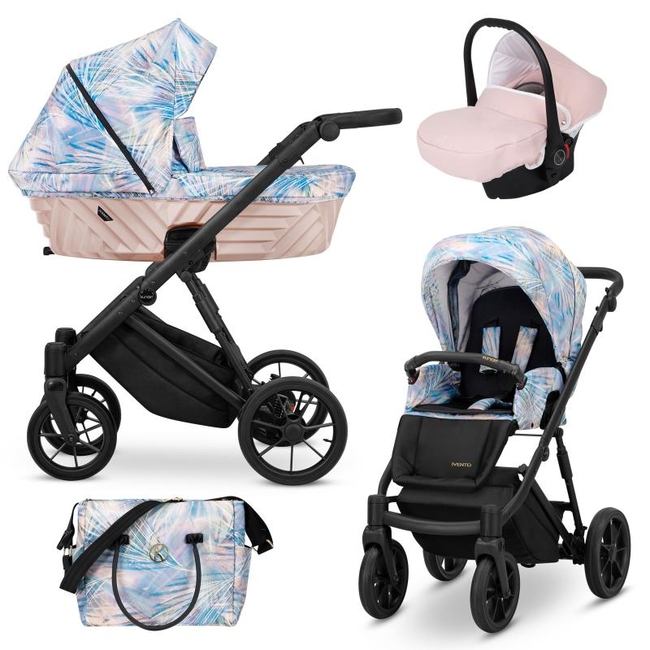 Kunert IVENTO 3 in 1 Complete Travel System Color BLACK Frame IVE-03 Pastel Grass