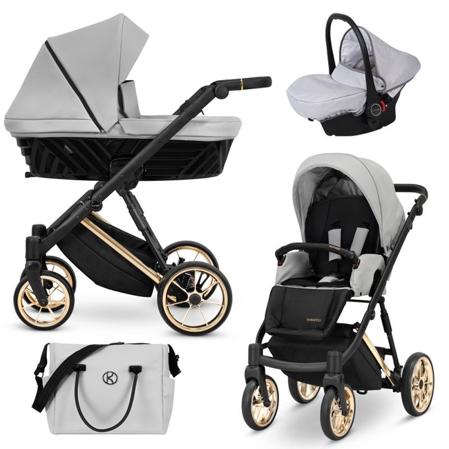 Kunert IVENTO 3 in 1 Complete Travel System Color GOLD Frame IVE-06 Dove Grey