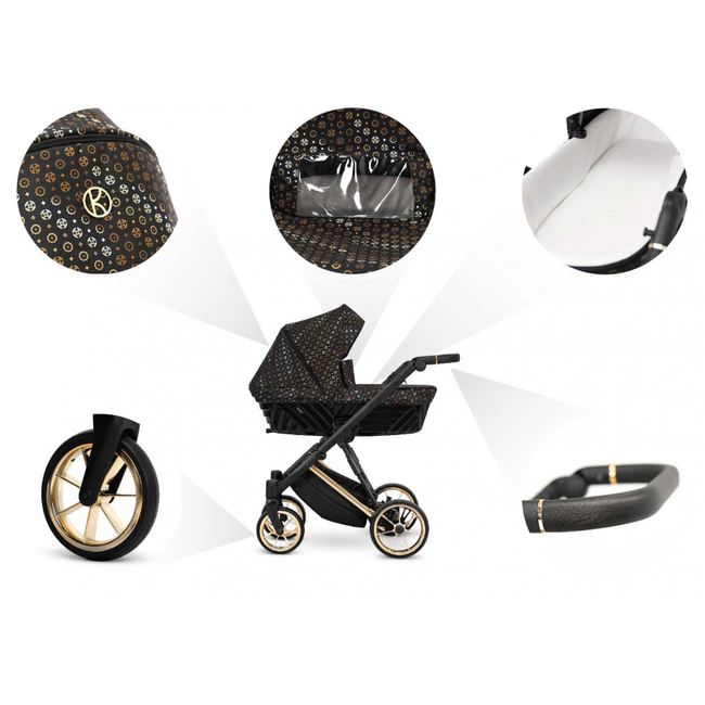 Kunert IVENTO 3 in 1 Complete Travel System Color GOLD Frame IVE-03 Pastel Grass