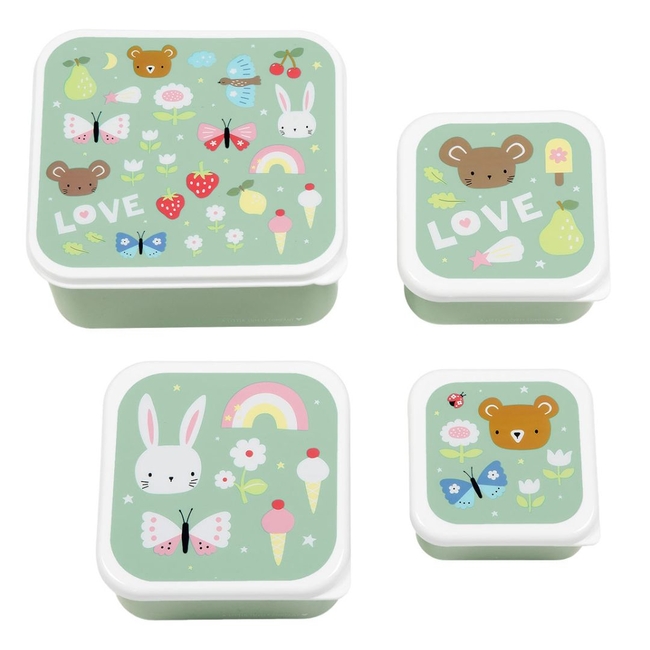 A little lovely company Σετ 4 δοχεία φαγητού Lunch & Snack Box Joy SBSEJO62