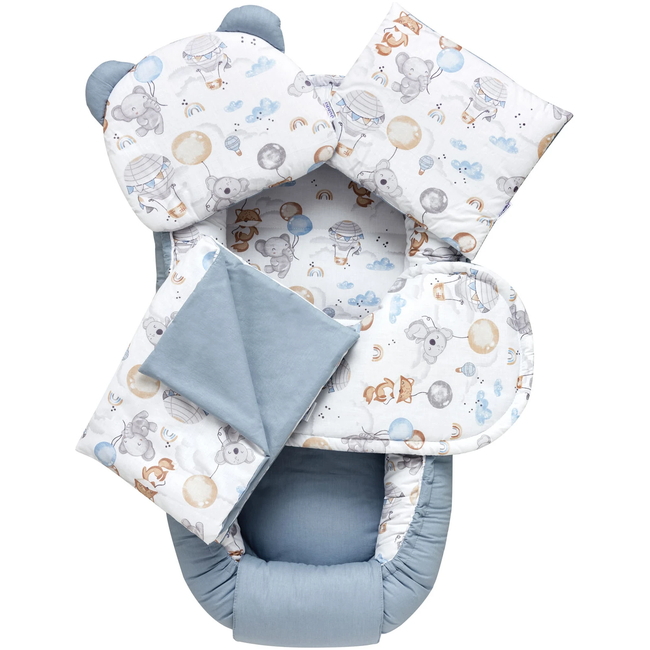 Jukki Baby Nest Cocoon 100x55 Double Sided Set of 5 Balloon Friends