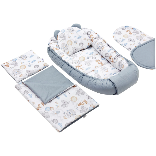 Jukki Baby Nest Cocoon 100x55 Double Sided Set of 5 Balloon Friends