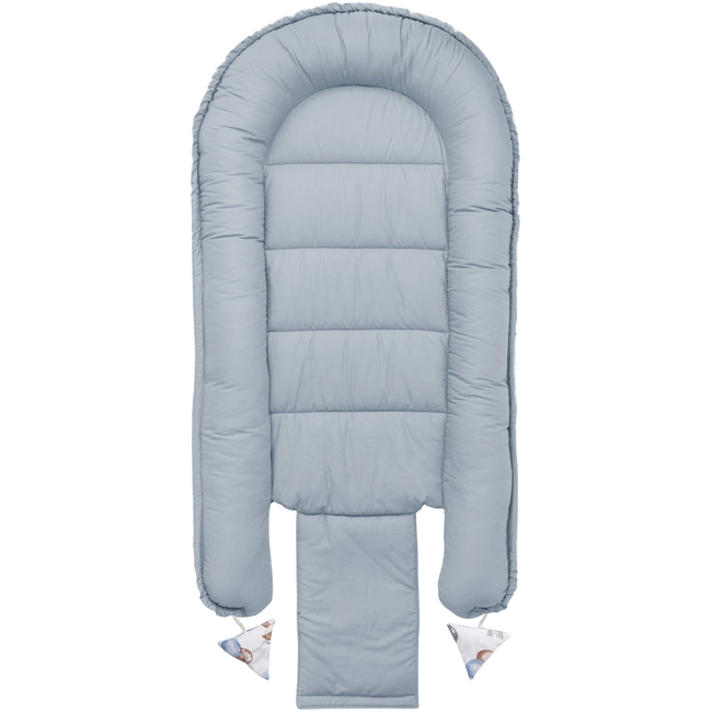 Jukki Baby Nest Cocoon Φωλιά Για Βρέφη 100x55 Διπλής Όψης Σετ 5 τχμ Balloon Friends & Denim Minky