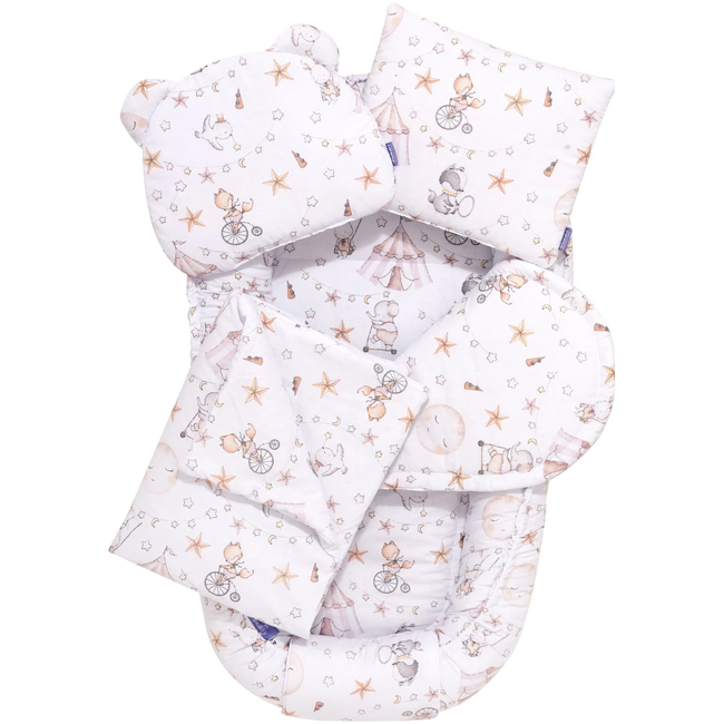 Jukki Baby Nest Cocoon Φωλιά Για Βρέφη 100x55 Διπλής Όψης Σετ 5 τχμ Candy Circus