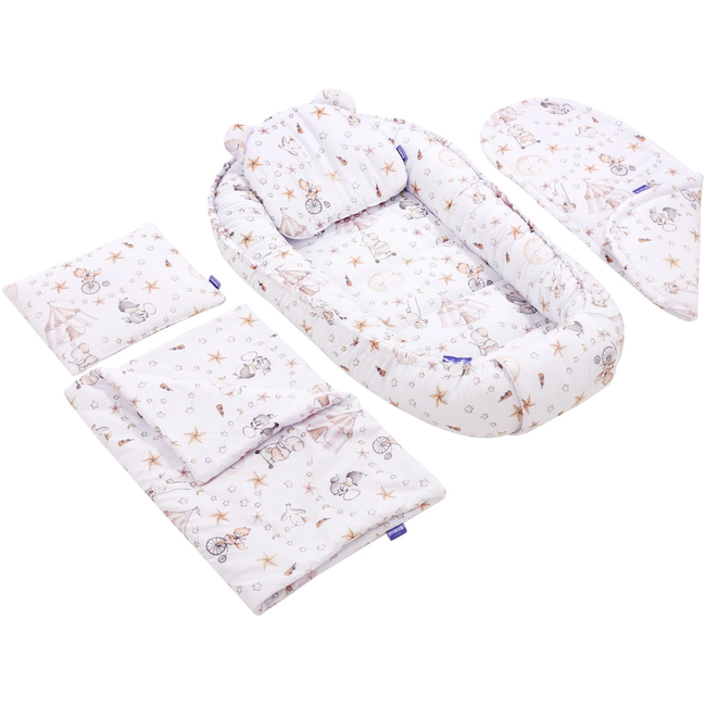 Jukki Baby Nest Cocoon Φωλιά Για Βρέφη 100x55 Διπλής Όψης Σετ 5 τχμ Candy Circus