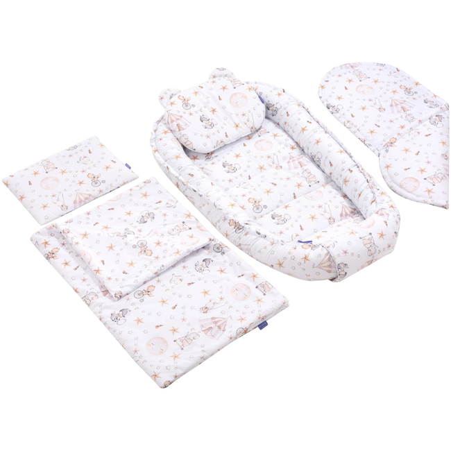 Jukki Baby Nest XXL For Babies 65x120 Set 5 pcs Candy Circus