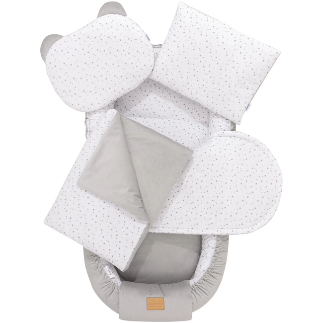 Jukki Baby Nest XXL For Babies 65x120 Set 5 pcs Twinkle Stars & Grey Velvet